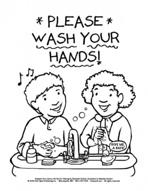 Wash Hands Coloring Book Page